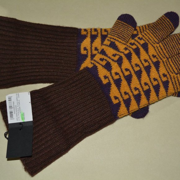NWT BURBERRY PRORSUM FAIRISLE RIBBED CASHMERE KNIT GLOVES - Picture 2 of 3